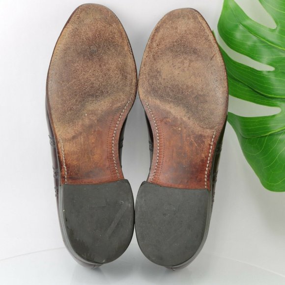 Allen Edmonds Townley Wingtip Oxford Size 10.5 D Burgundy Leather Dress Shoe - Picture 9 of 12